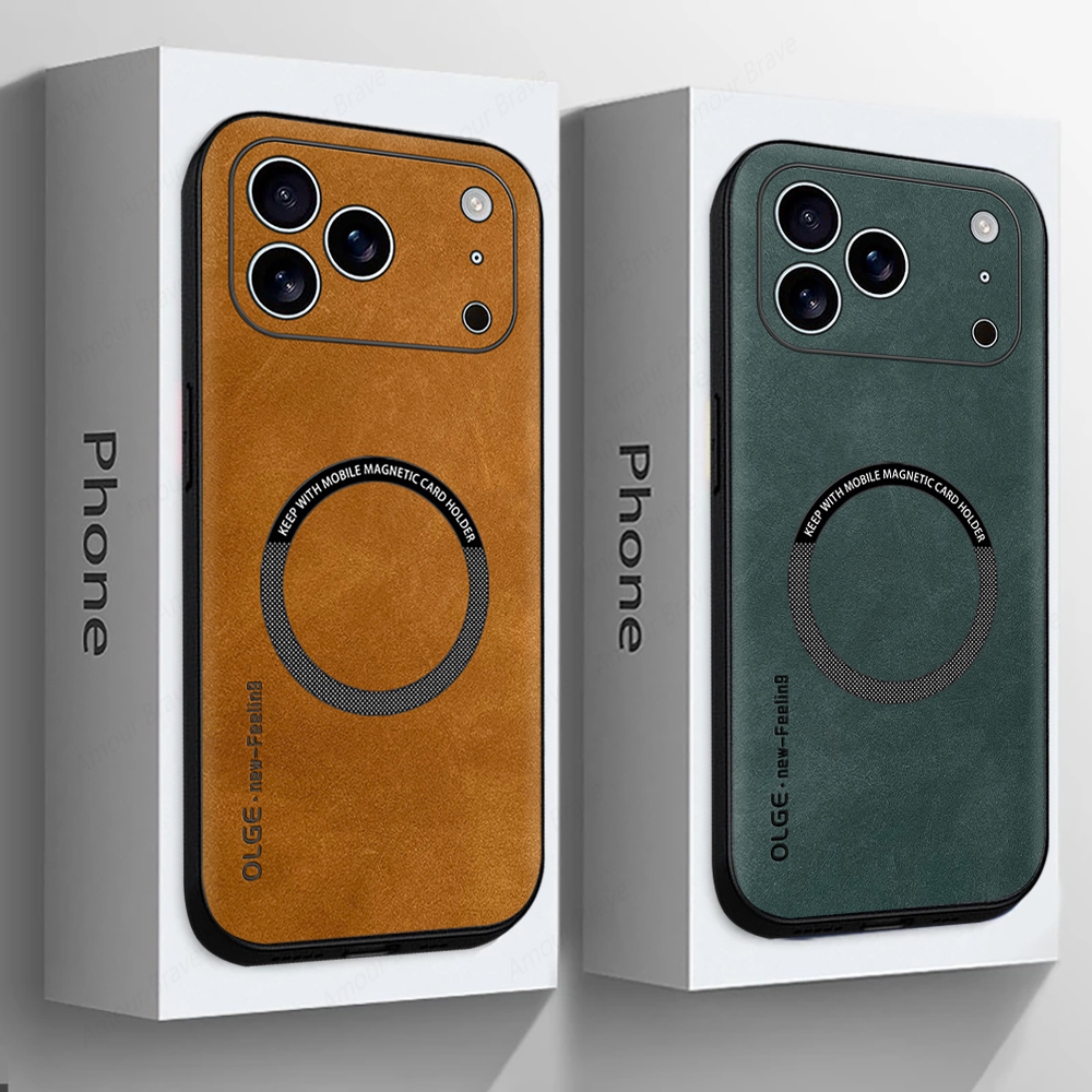 Apple Iphone 15 Pro Max - MagSafe lederen textuur bumper telefoonhoesjes voor